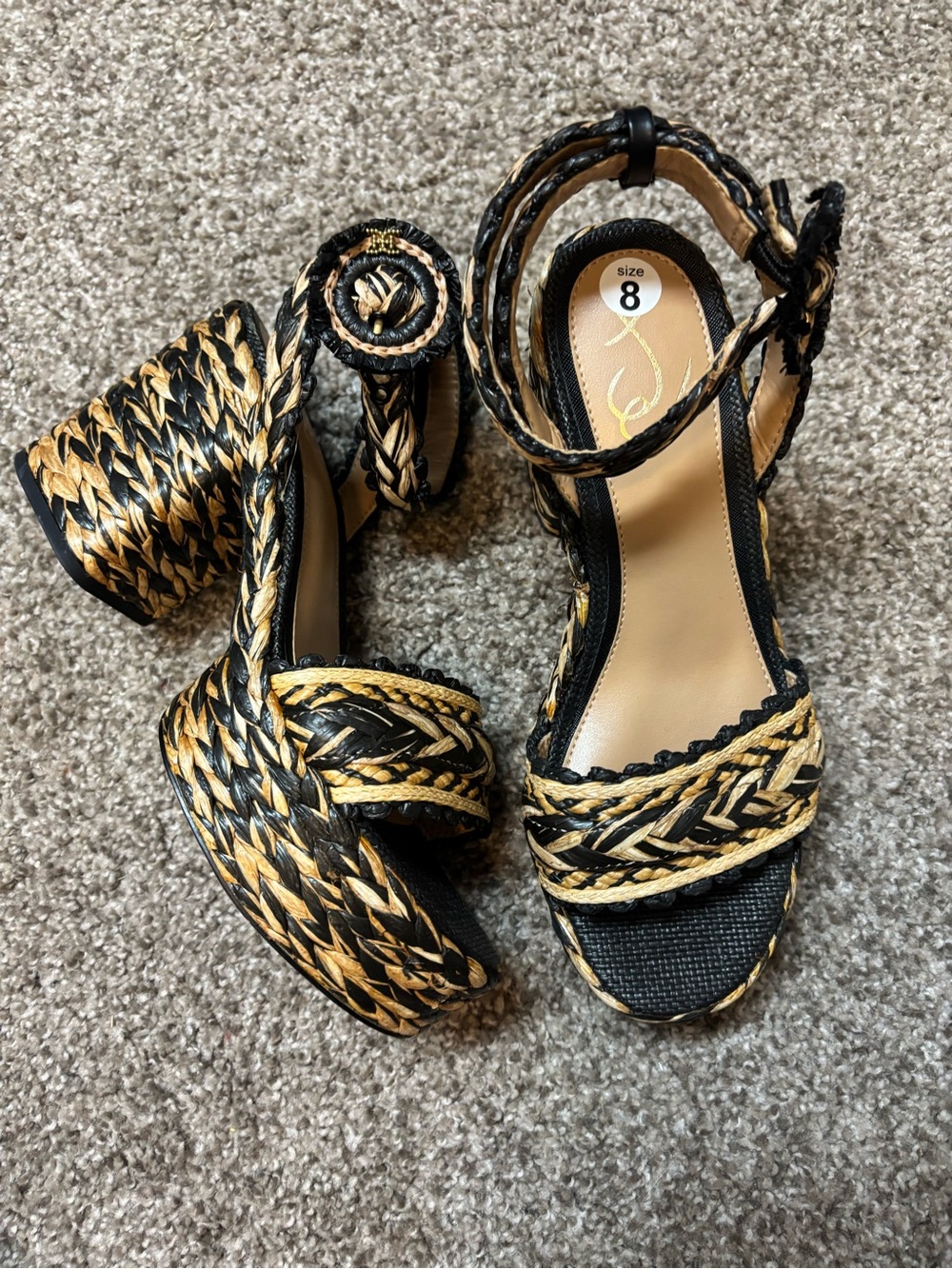 Sam Edelman Iliana Platform Sandal 8 Woven Raffia Ankle Strap Anthropologie - Picture 5 of 10